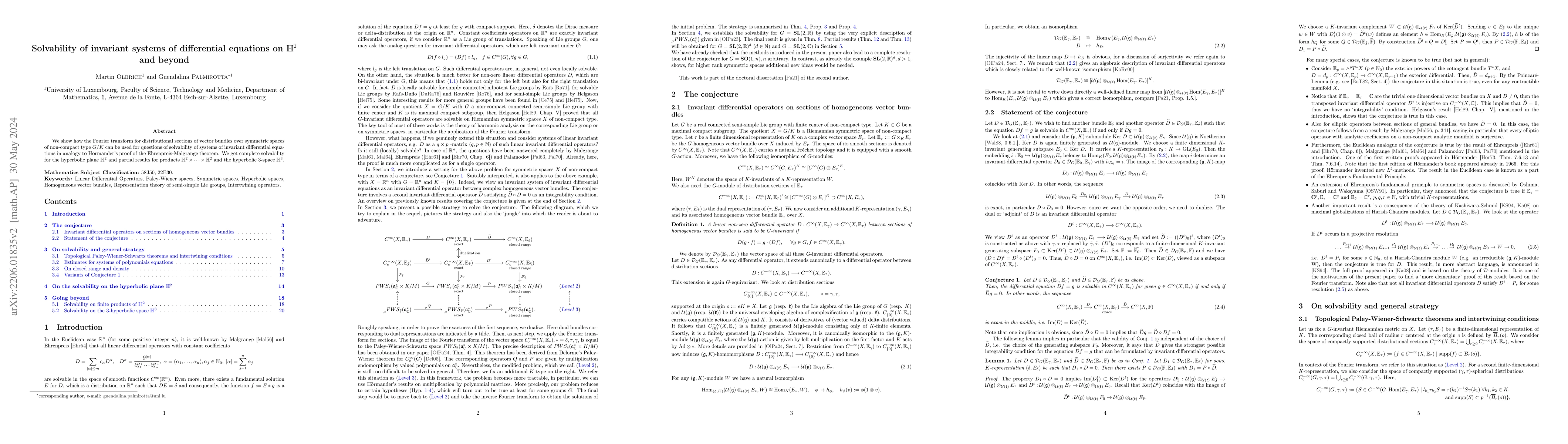 Thumbnail for Solvability of invariant systems of differential equations on
  $\mathbb{H}^2$ and beyond