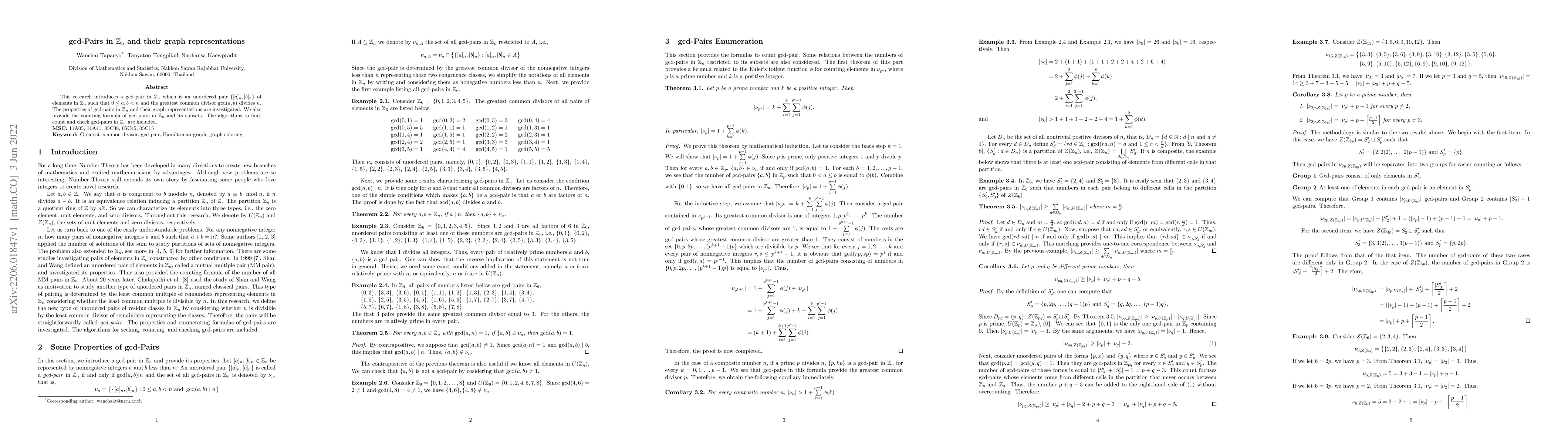 Thumbnail for gcd-Pairs in $\mathbb{Z}_{n}$ and their graph representations