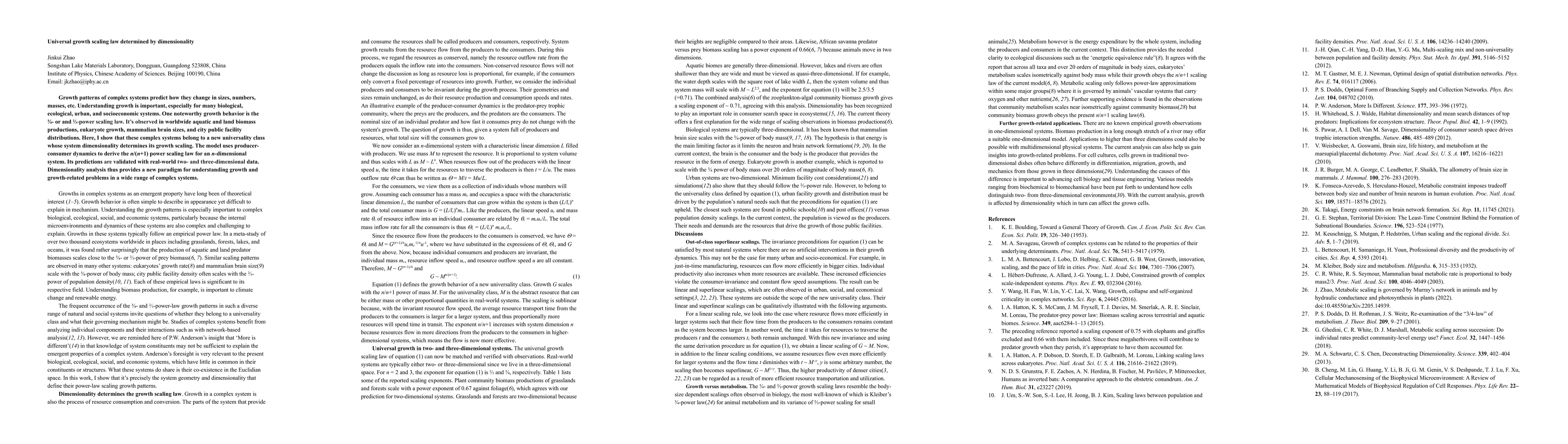 Thumbnail for Universal growth scaling law determined by dimensionality