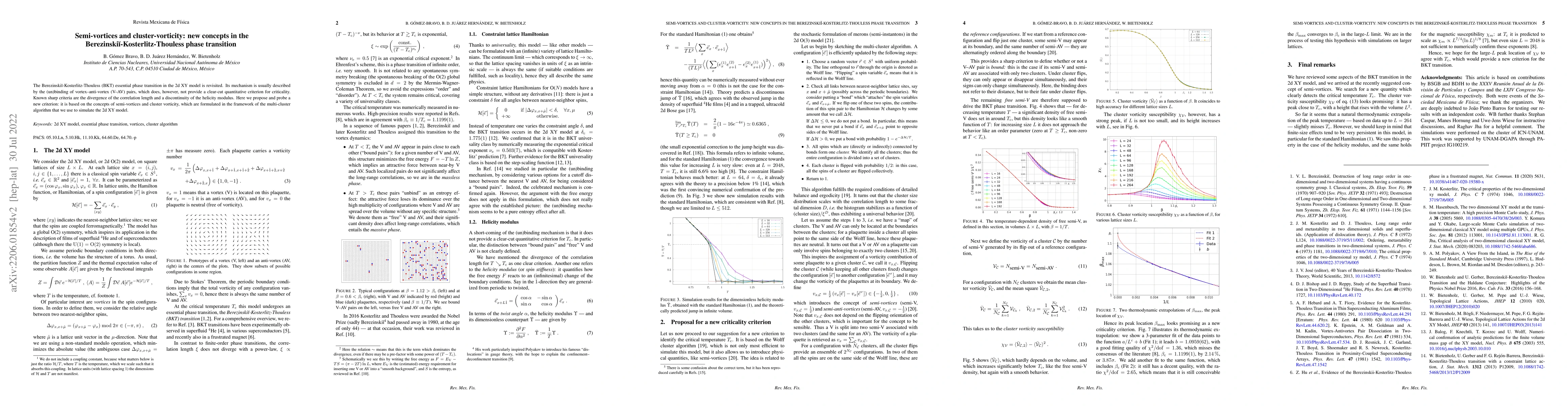 Thumbnail for Semi-vortices and cluster-vorticity: new concepts in the
  Berezinskii-Kosterlitz-Thouless phase transition