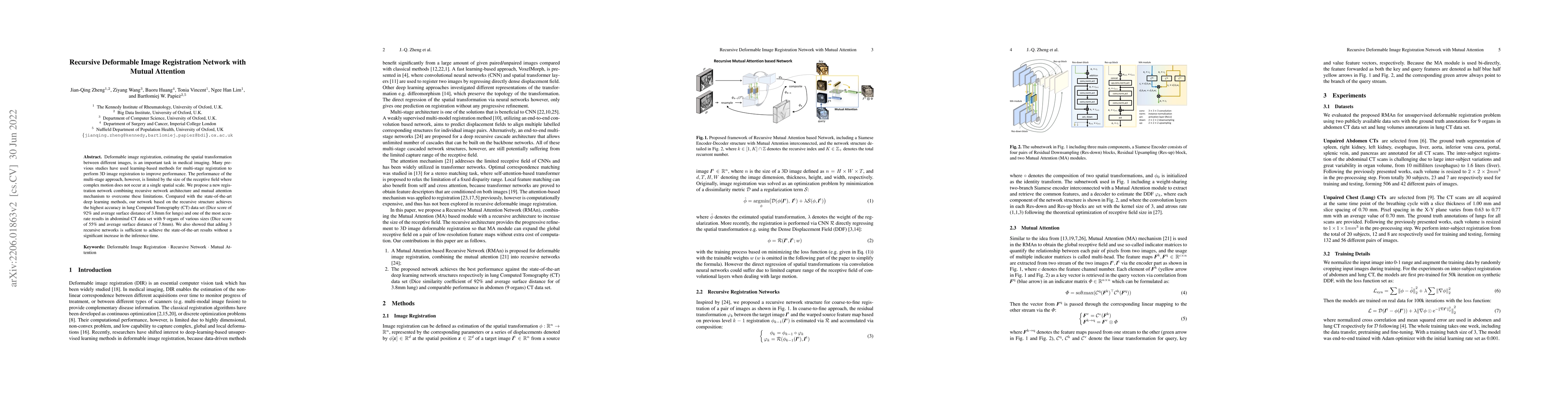 Thumbnail for Recursive Deformable Image Registration Network with Mutual Attention