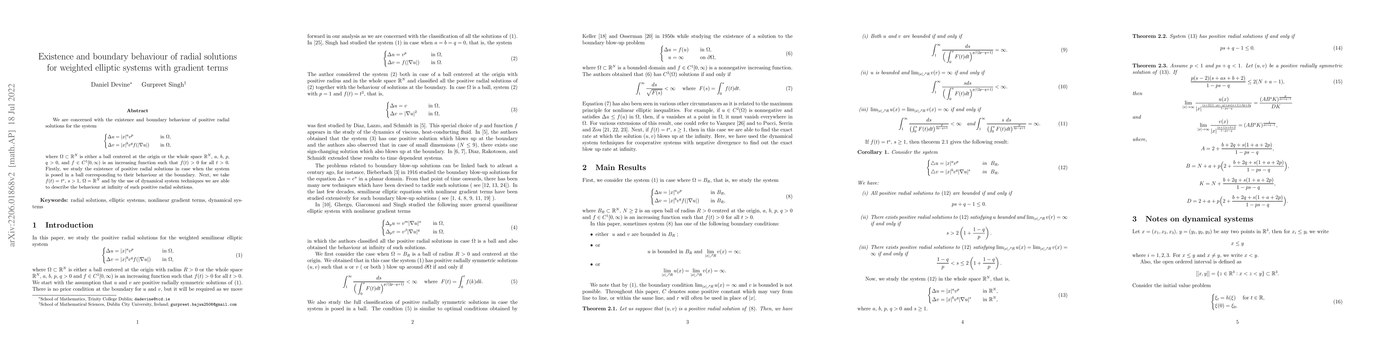 Thumbnail for Existence and boundary behaviour of radial solutions for weighted
  elliptic systems with gradient terms