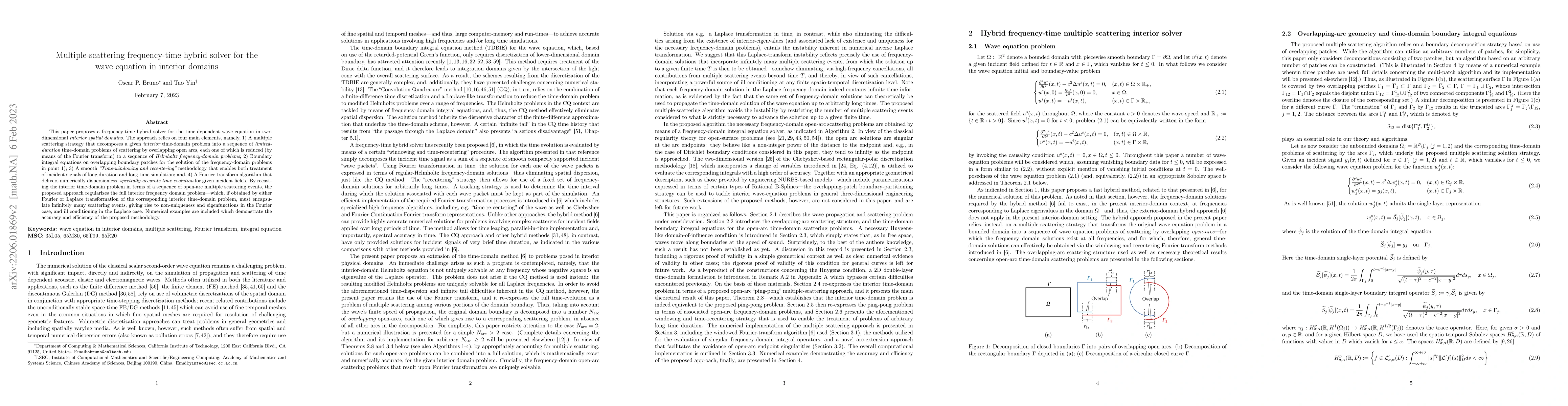 Thumbnail for Multiple-scattering frequency-time hybrid solver for the wave equation
  in interior domains