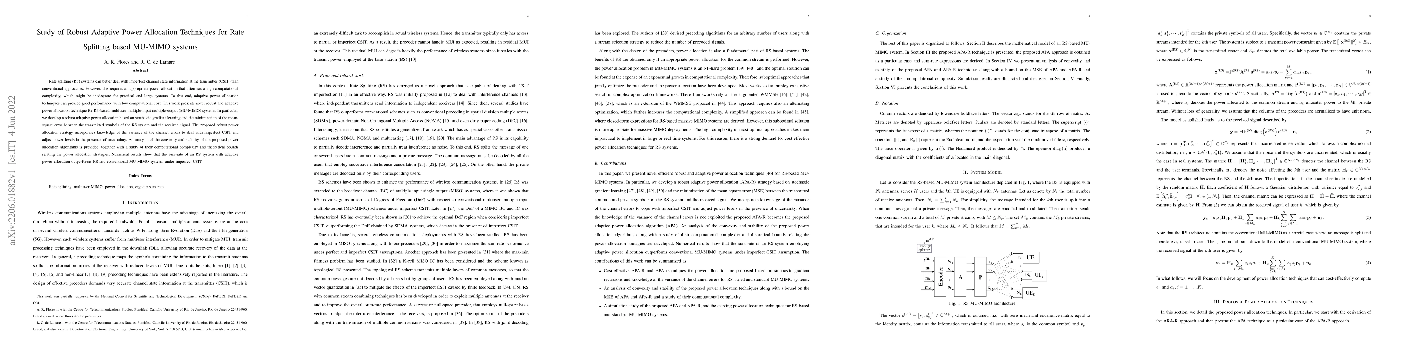 Thumbnail for Study of Robust Adaptive Power Allocation Techniques for Rate Splitting
  based MU-MIMO systems