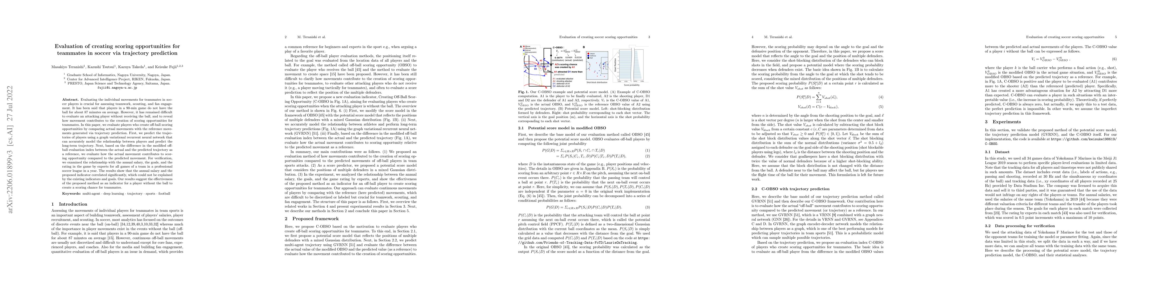 Thumbnail for Evaluation of creating scoring opportunities for teammates in soccer via
  trajectory prediction