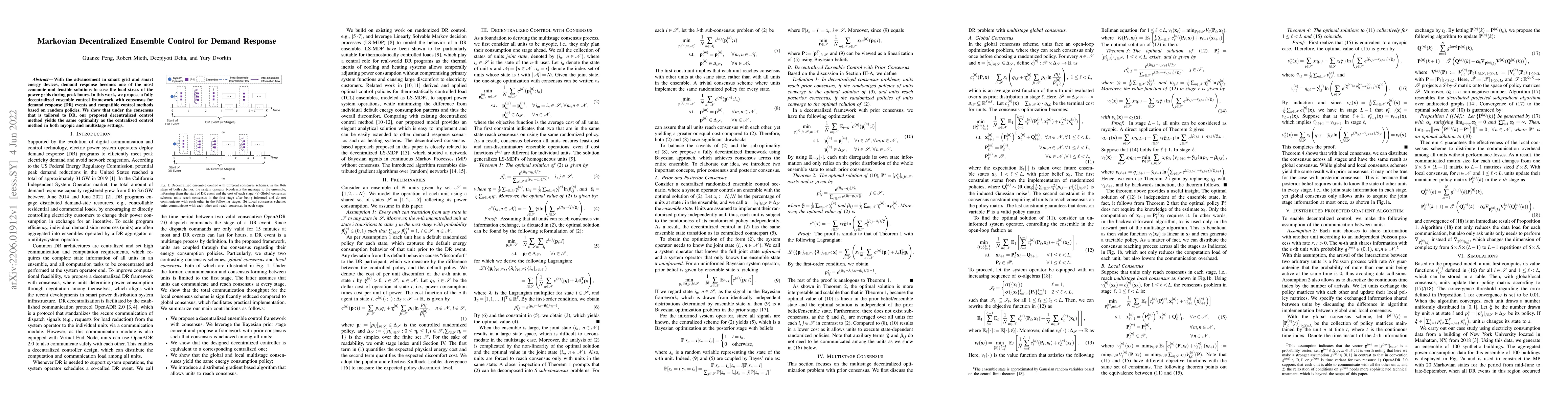 Thumbnail for Markovian Decentralized Ensemble Control for Demand Response