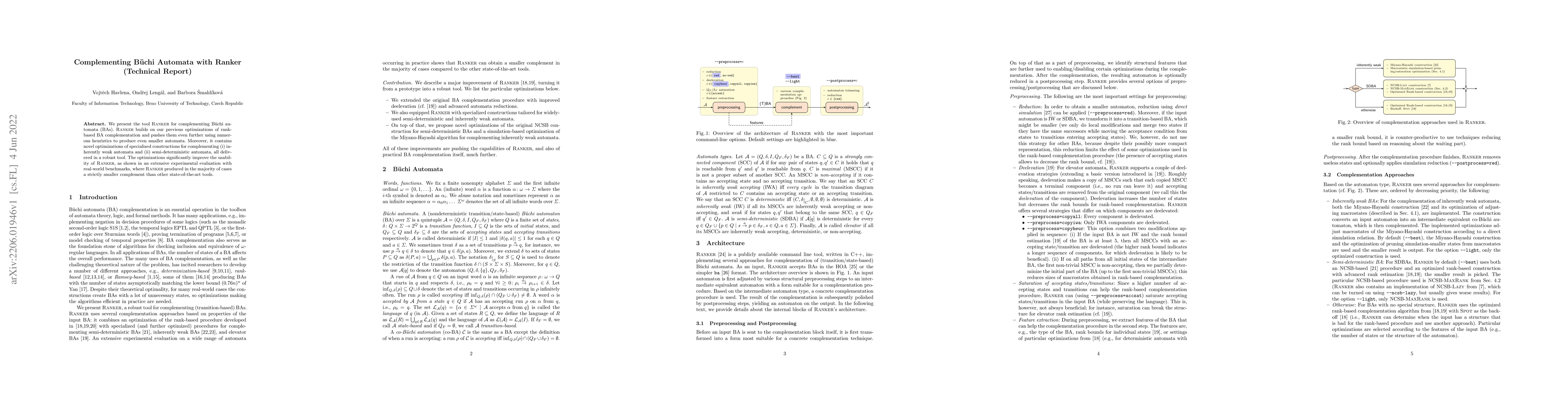 Thumbnail for Complementing B\"uchi Automata with Ranker (Technical Report)