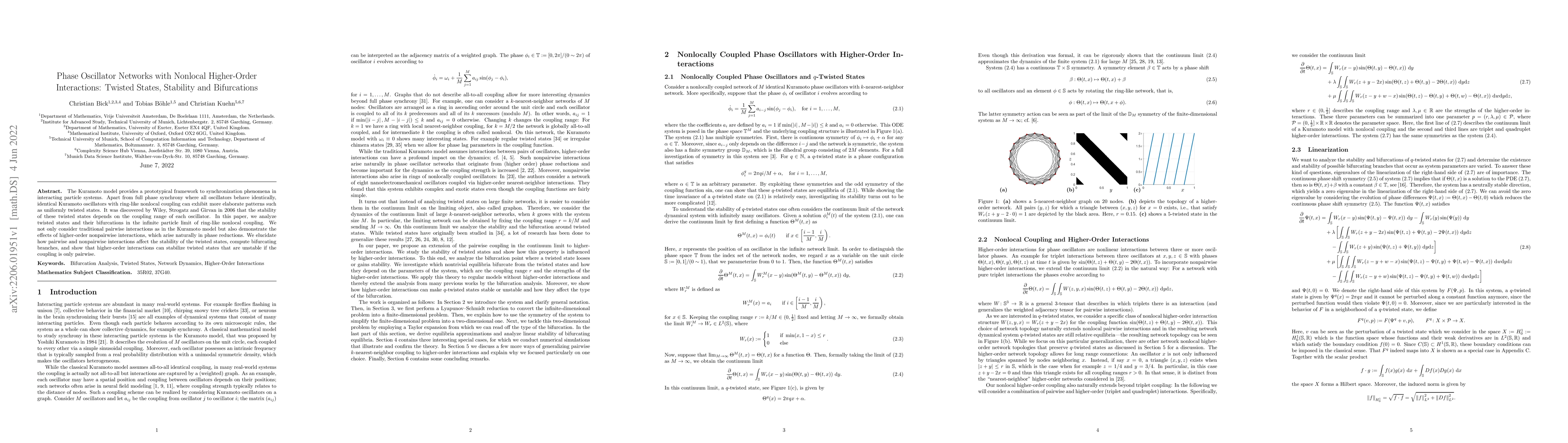 Thumbnail for Phase Oscillator Networks with Nonlocal Higher-Order Interactions:
  Twisted States, Stability and Bifurcations