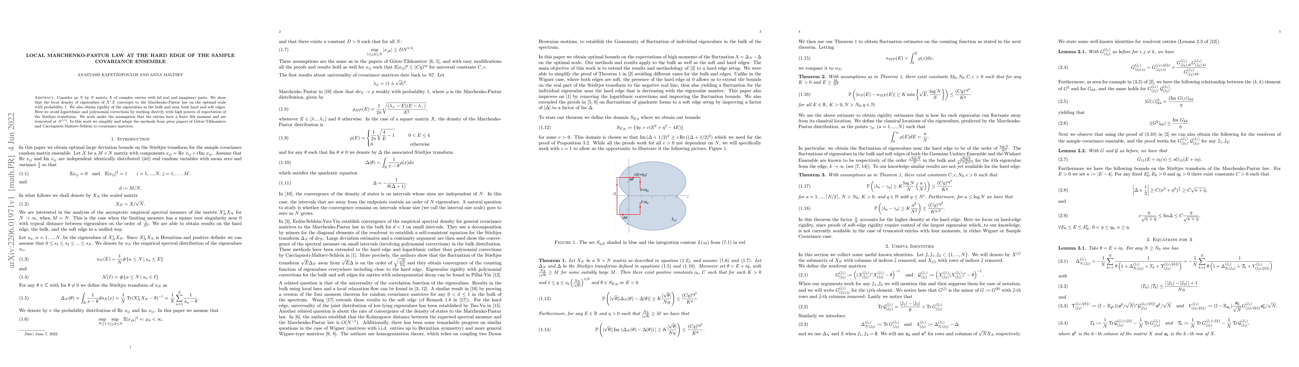 Thumbnail for Local Marchenko-Pastur law at the hard edge of the Sample Covariance
  ensemble
