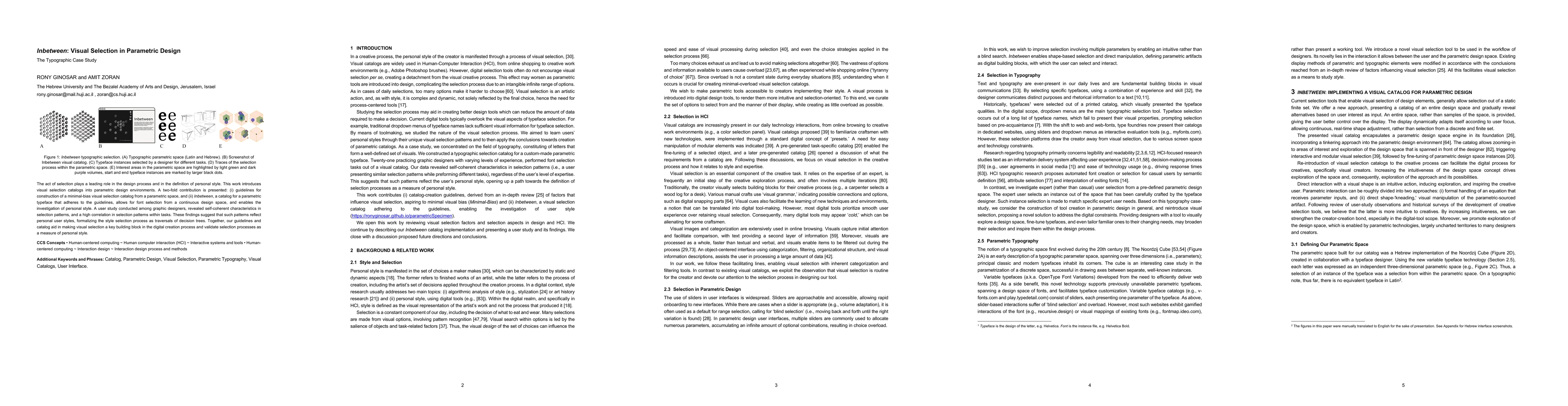Thumbnail for Inbetween: Visual Selection in Parametric Design