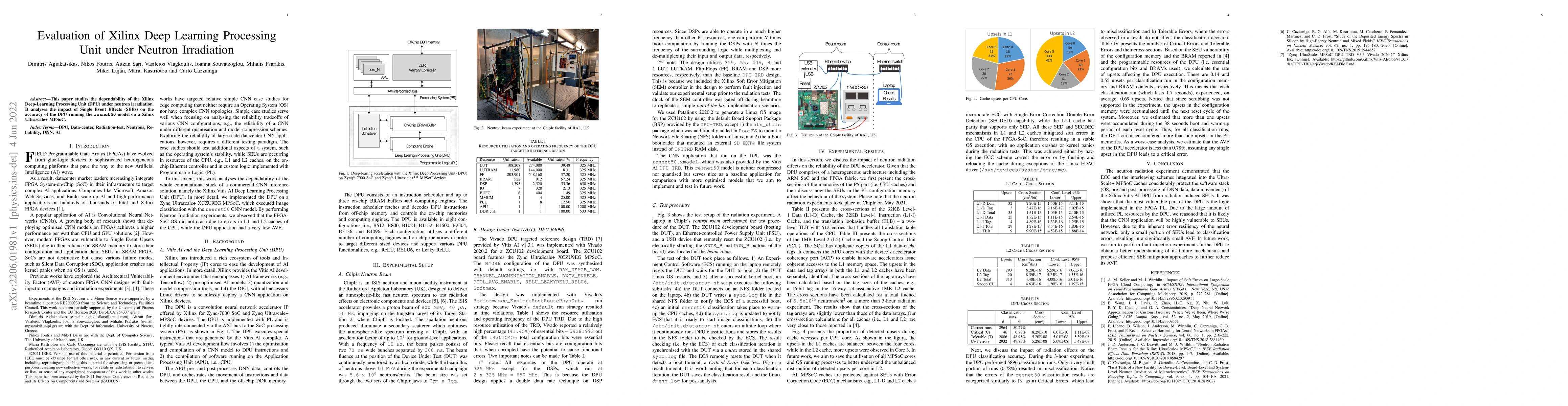 Thumbnail for Evaluation of Xilinx Deep Learning Processing Unit under Neutron
  Irradiation