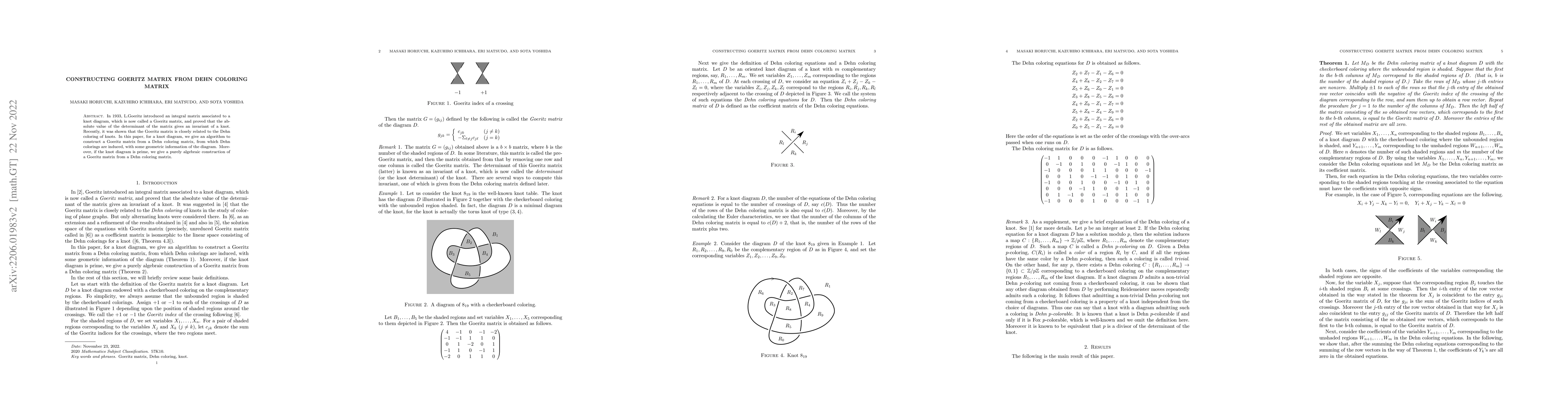 Thumbnail for Constructing Goeritz matrix from Dehn coloring matrix