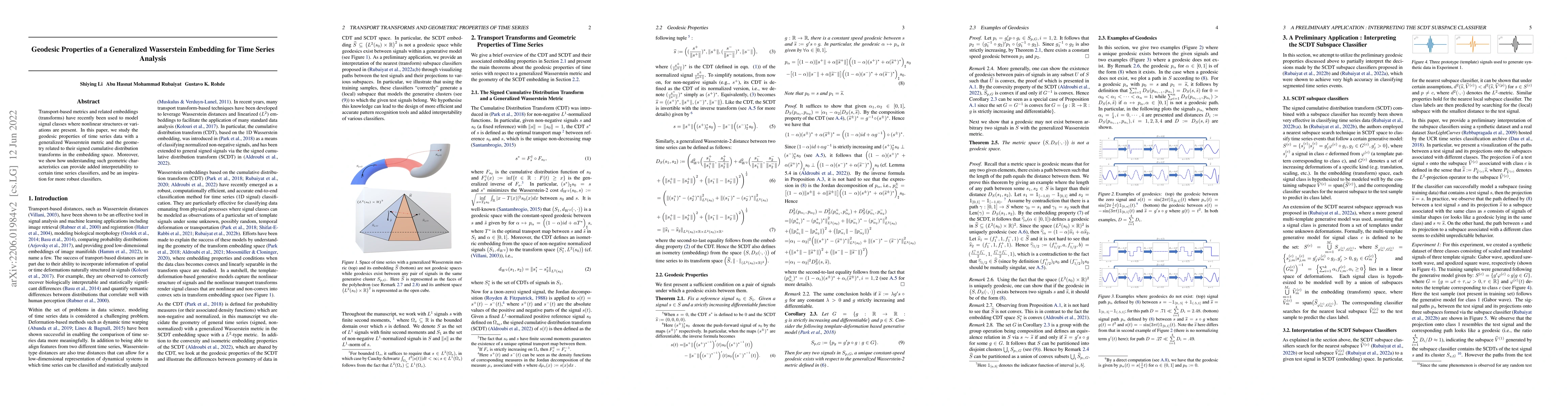 Thumbnail for Geodesic Properties of a Generalized Wasserstein Embedding for Time
  Series Analysis