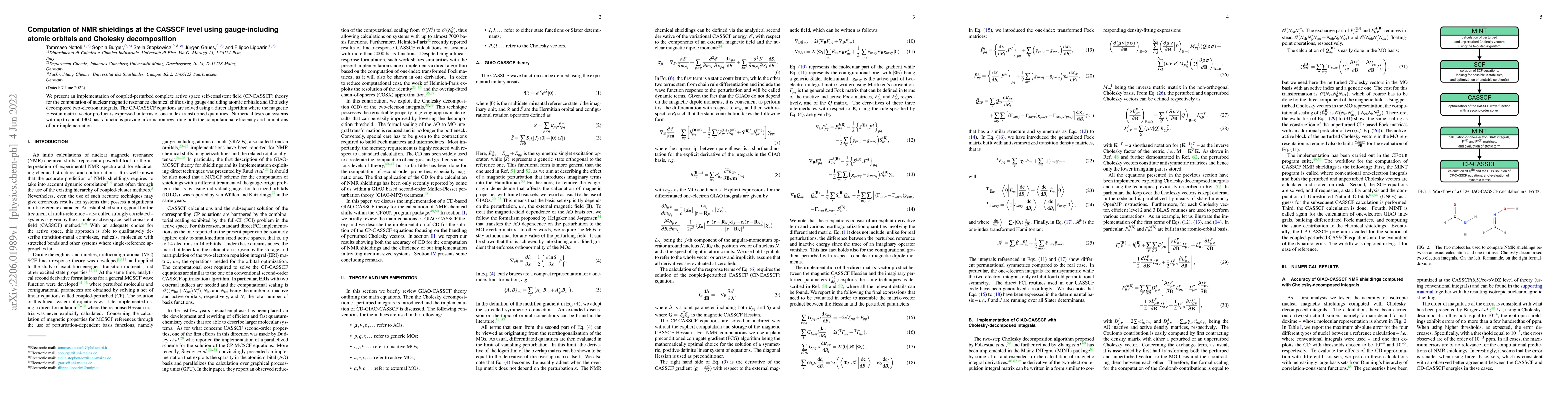 Thumbnail for Computation of NMR shieldings at the CASSCF level using gauge-including
  atomic orbitals and Cholesky decomposition