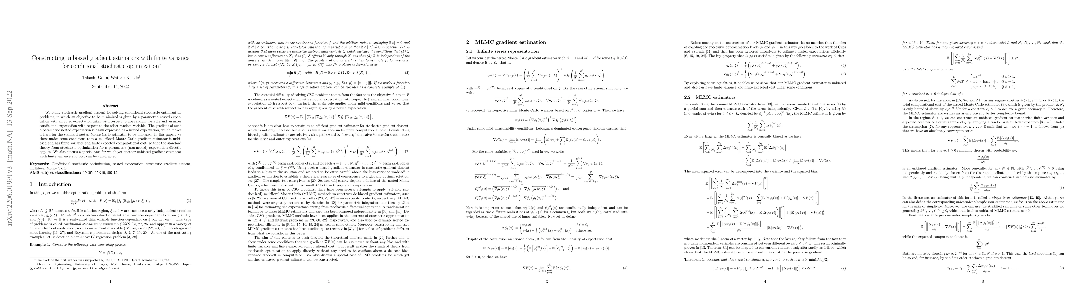 Thumbnail for Constructing unbiased gradient estimators with finite variance for
  conditional stochastic optimization