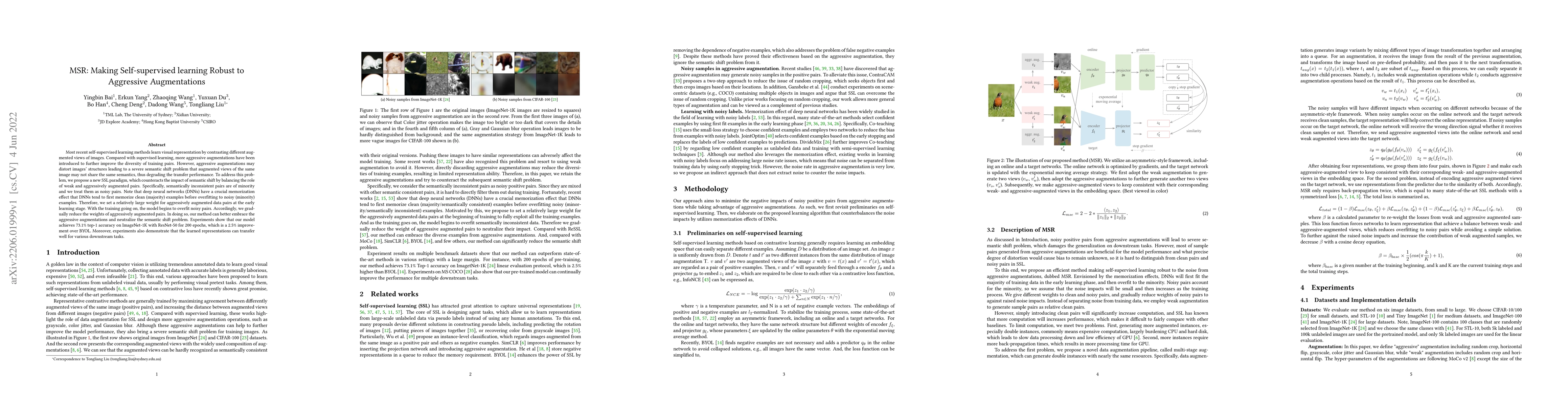 Thumbnail for MSR: Making Self-supervised learning Robust to Aggressive Augmentations