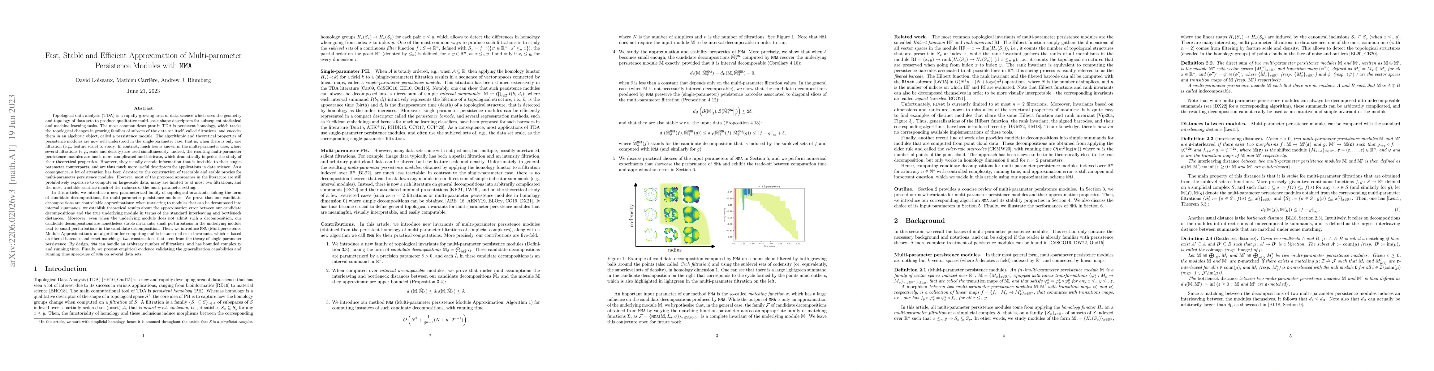 Thumbnail for Fast, Stable and Efficient Approximation of Multi-parameter Persistence
  Modules with MMA