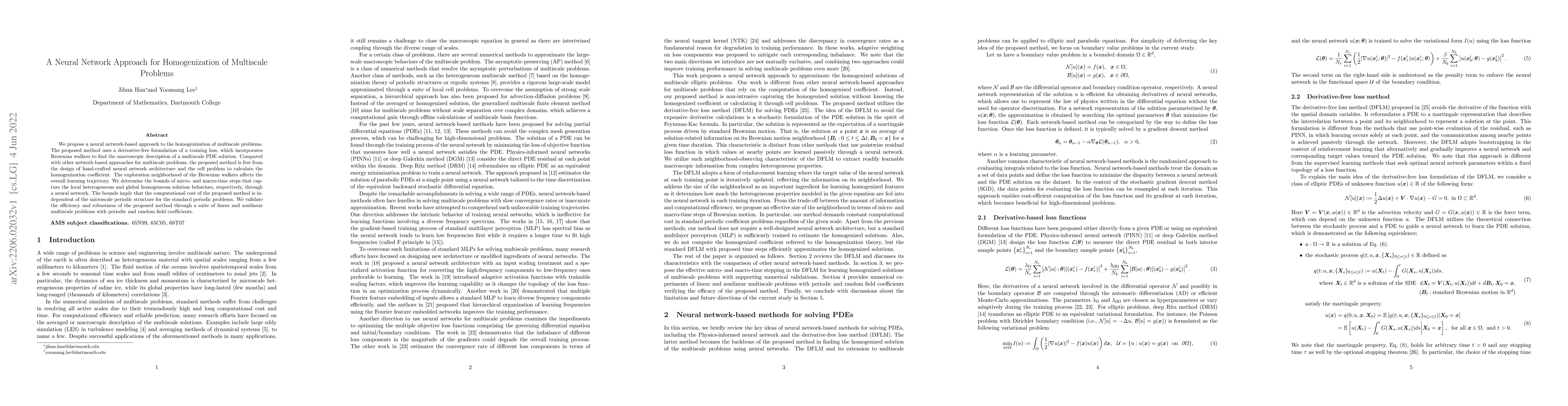 Thumbnail for A Neural Network Approach for Homogenization of Multiscale Problems