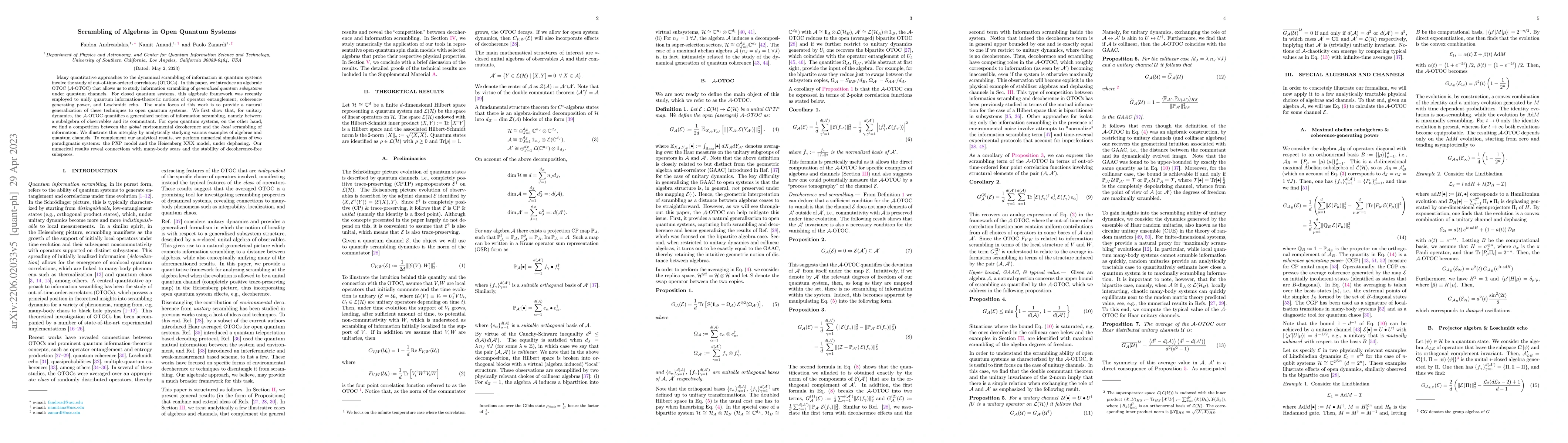 Thumbnail for Scrambling of Algebras in Open Quantum Systems