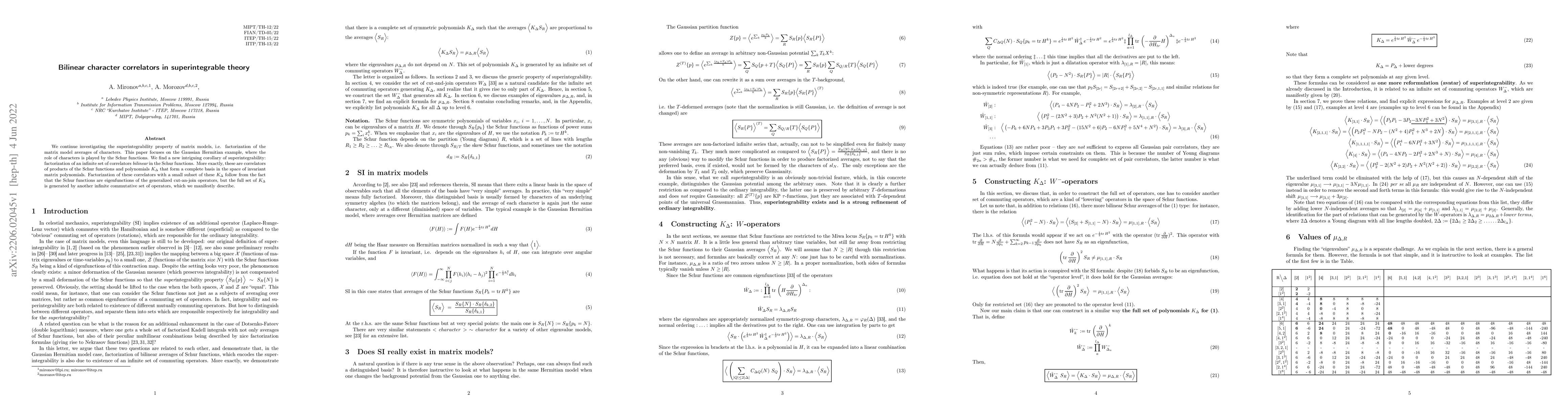 Thumbnail for Bilinear character correlators in superintegrable theory