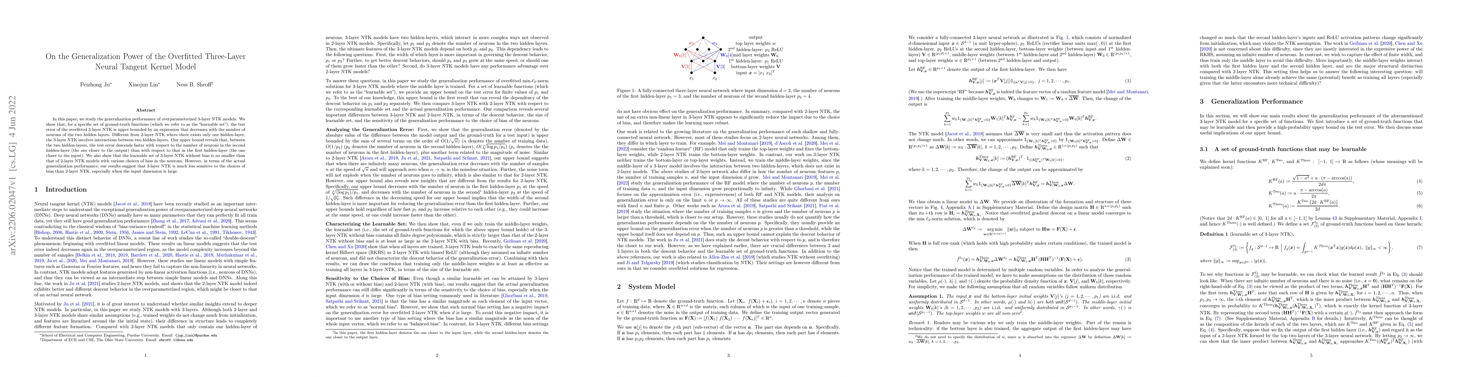 Thumbnail for On the Generalization Power of the Overfitted Three-Layer Neural Tangent
  Kernel Model