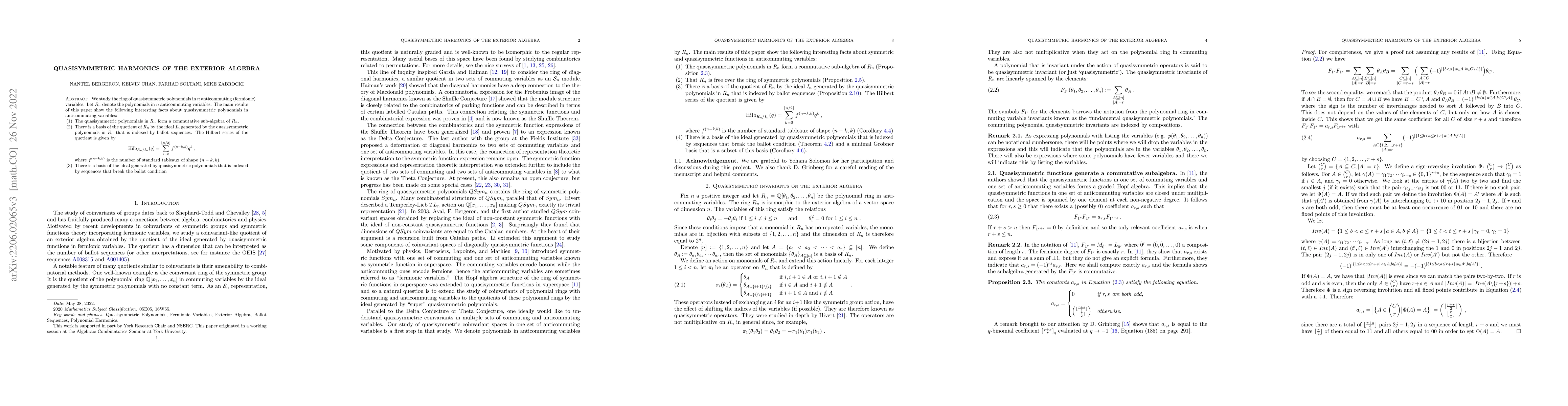 Thumbnail for Quasisymmetric harmonics of the exterior algebra