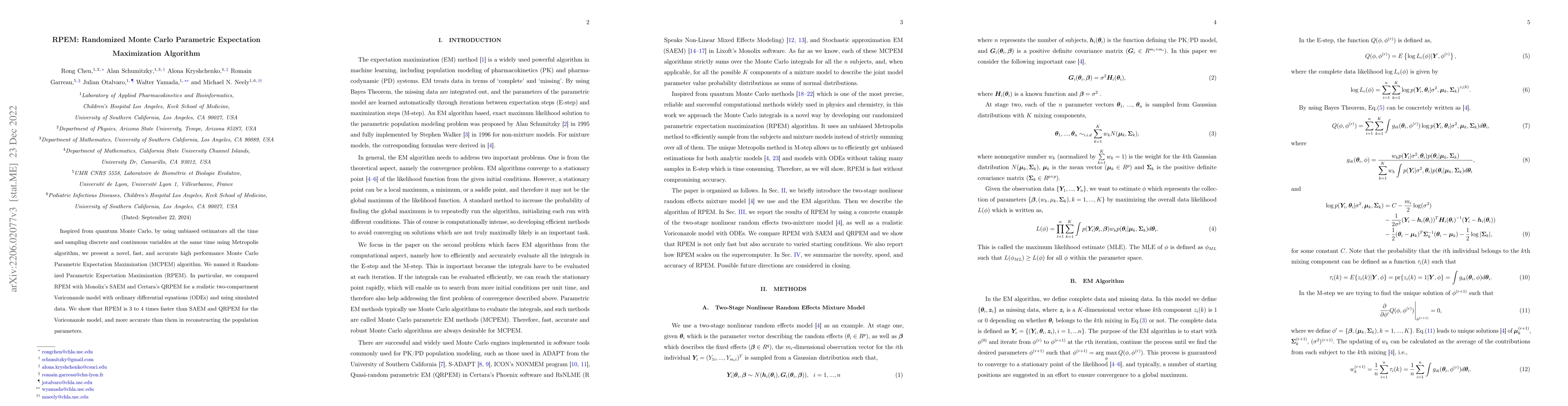 Thumbnail for RPEM: Randomized Monte Carlo Parametric Expectation Maximization
  Algorithm