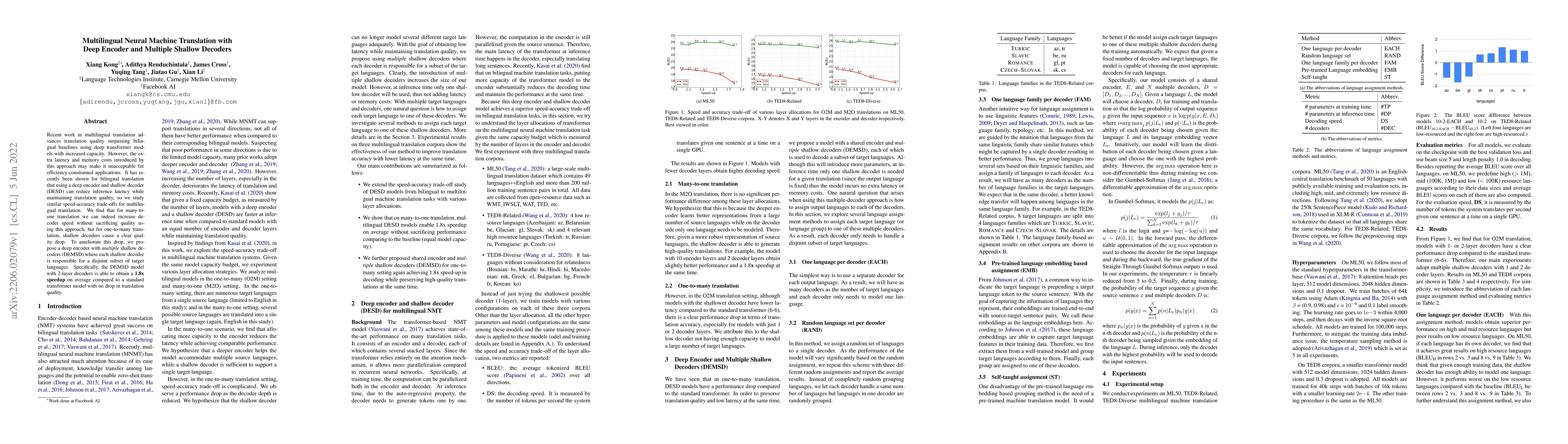 Thumbnail for Multilingual Neural Machine Translation with Deep Encoder and Multiple
  Shallow Decoders