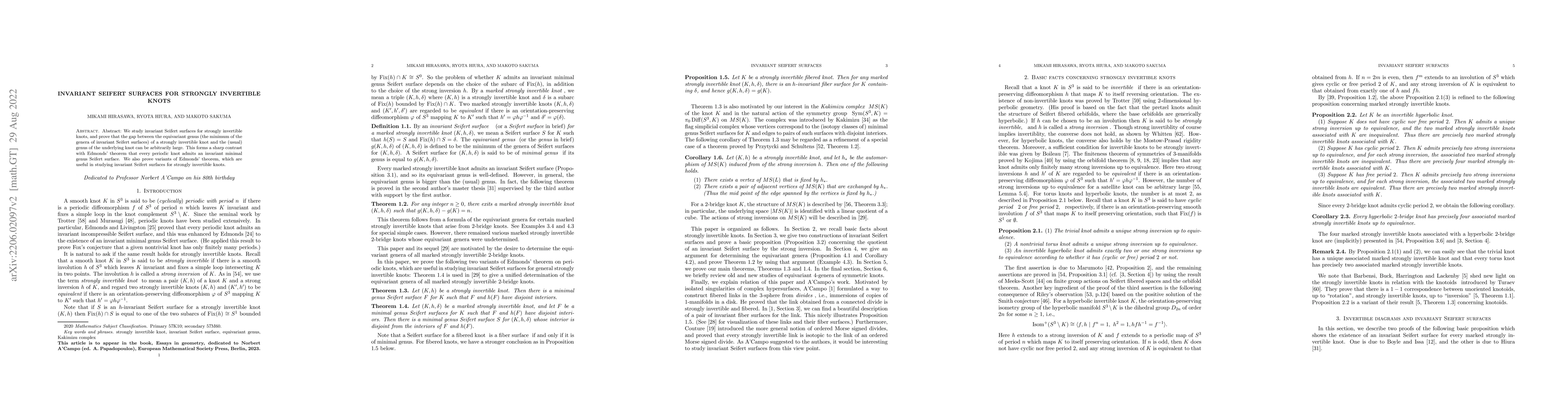 Thumbnail for Invariant Seifert surfaces for strongly invertible knots