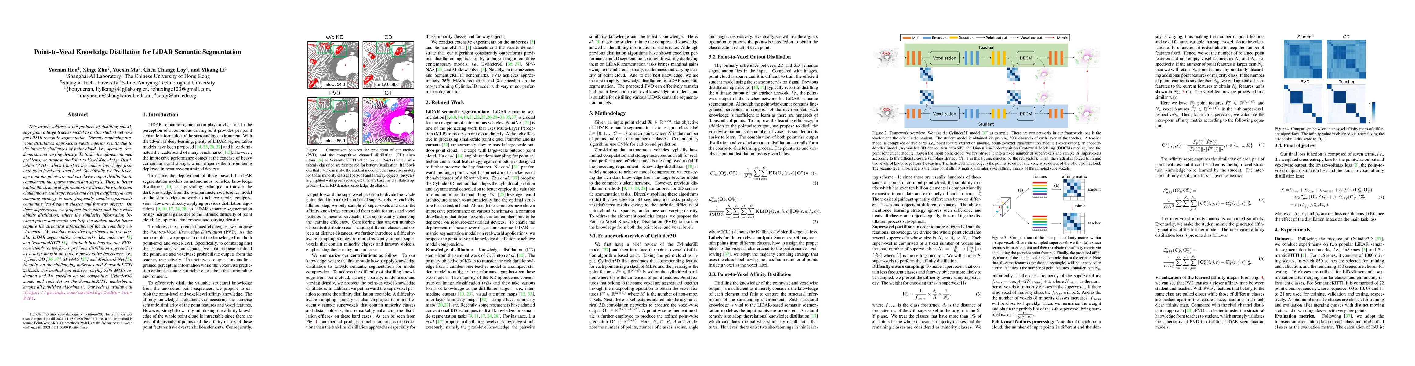 Thumbnail for Point-to-Voxel Knowledge Distillation for LiDAR Semantic Segmentation