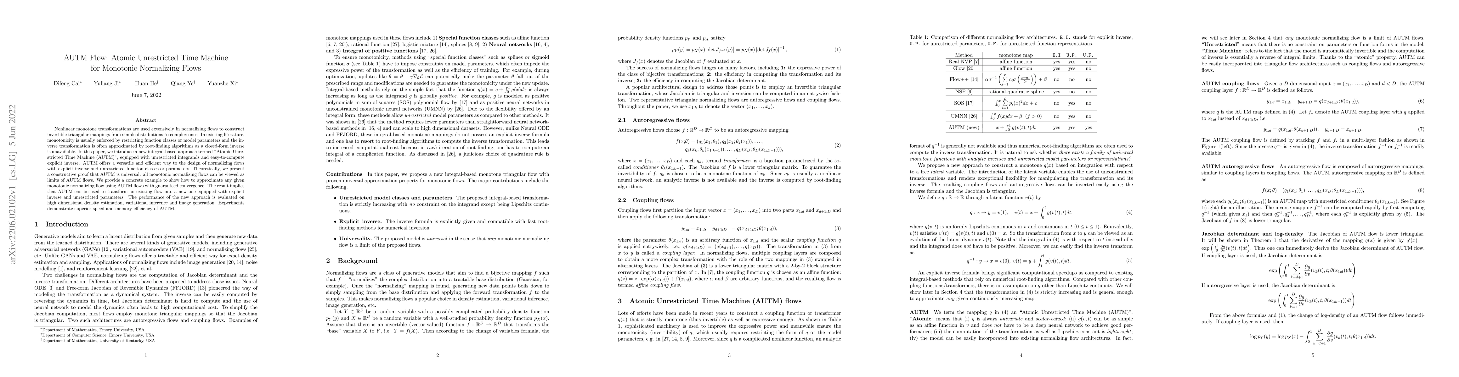 Thumbnail for AUTM Flow: Atomic Unrestricted Time Machine for Monotonic Normalizing
  Flows