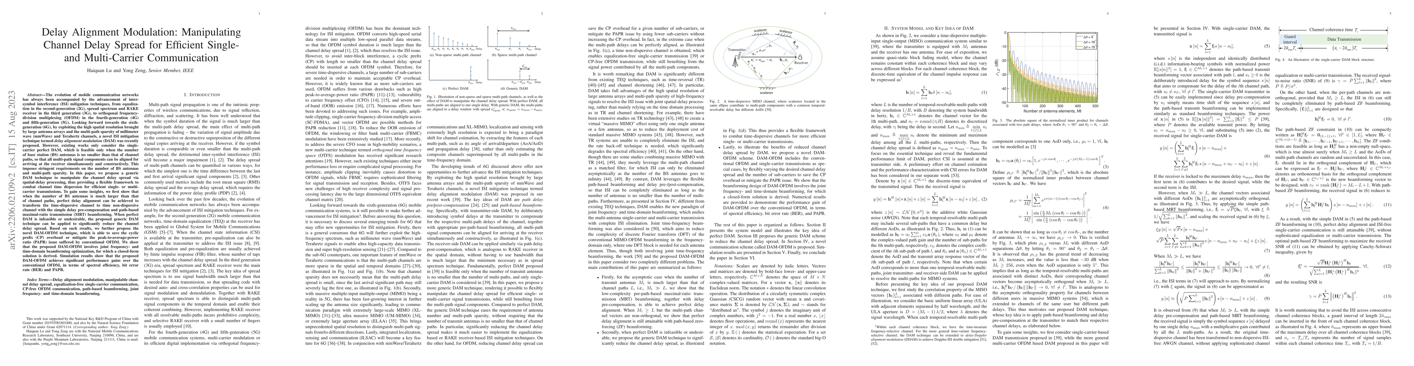 Thumbnail for Delay Alignment Modulation: Manipulating Channel Delay Spread for
  Efficient Single- and Multi-Carrier Communication