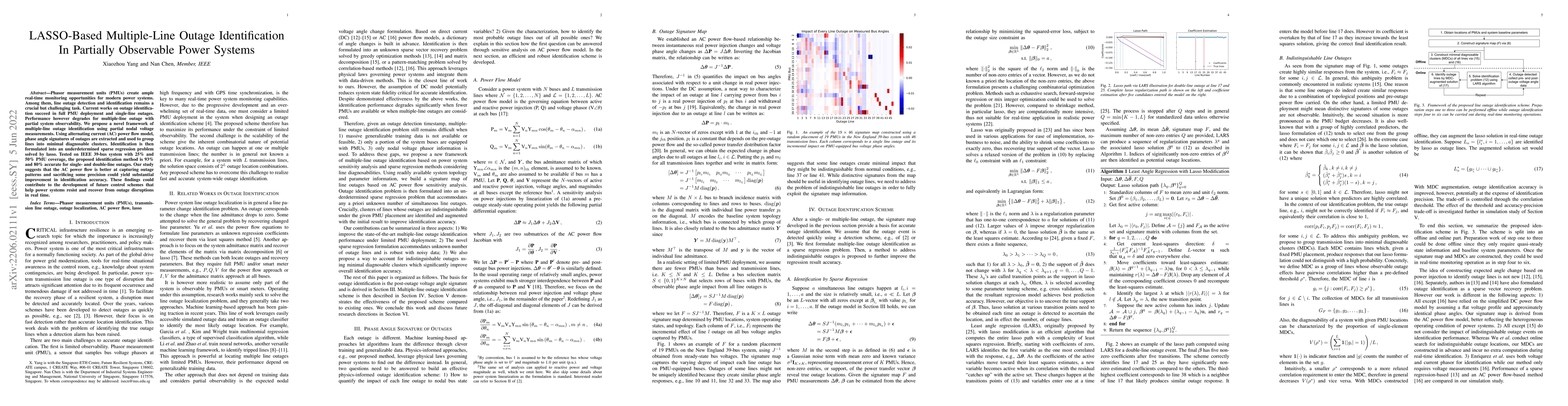 Thumbnail for LASSO-Based Multiple-Line Outage Identification In Partially Observable
  Power Systems