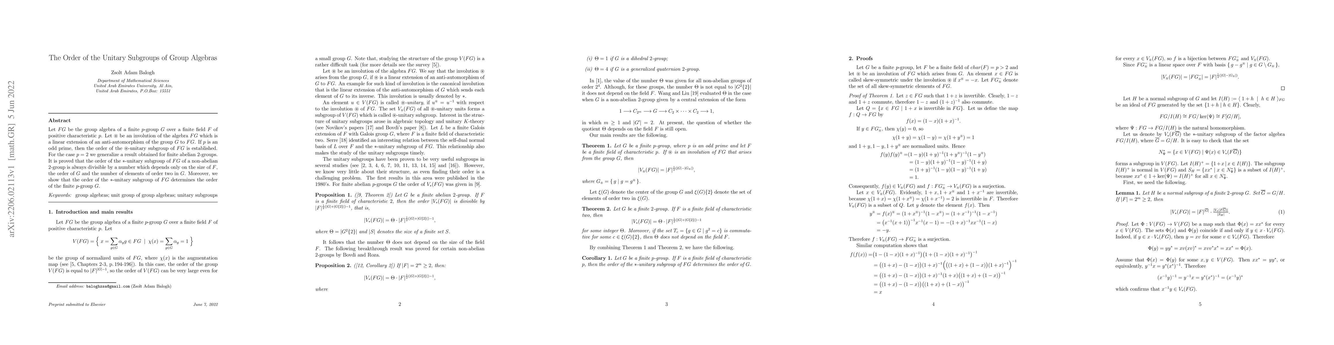 Thumbnail for The Order of the Unitary Subgroups of Group Algebras