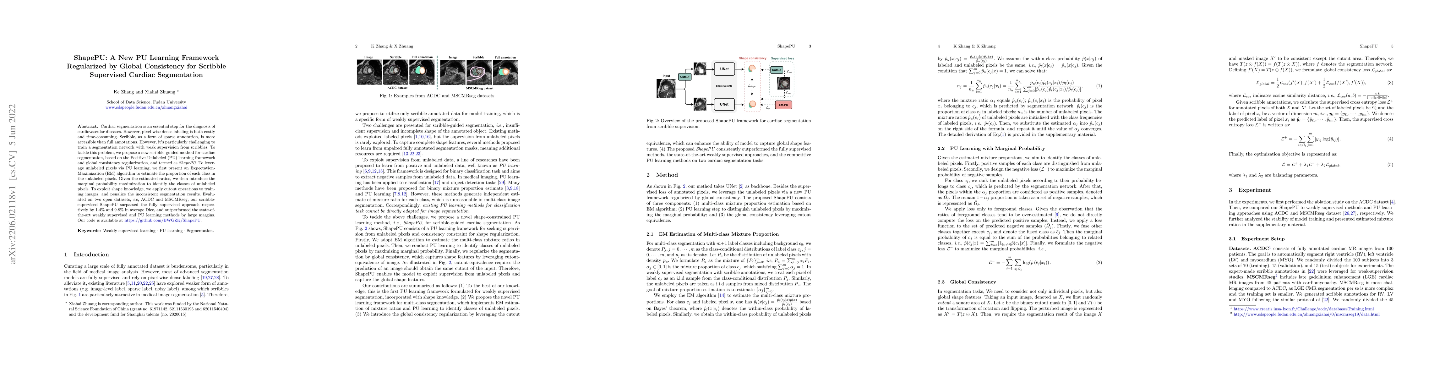 Thumbnail for ShapePU: A New PU Learning Framework Regularized by Global Consistency
  for Scribble Supervised Cardiac Segmentation