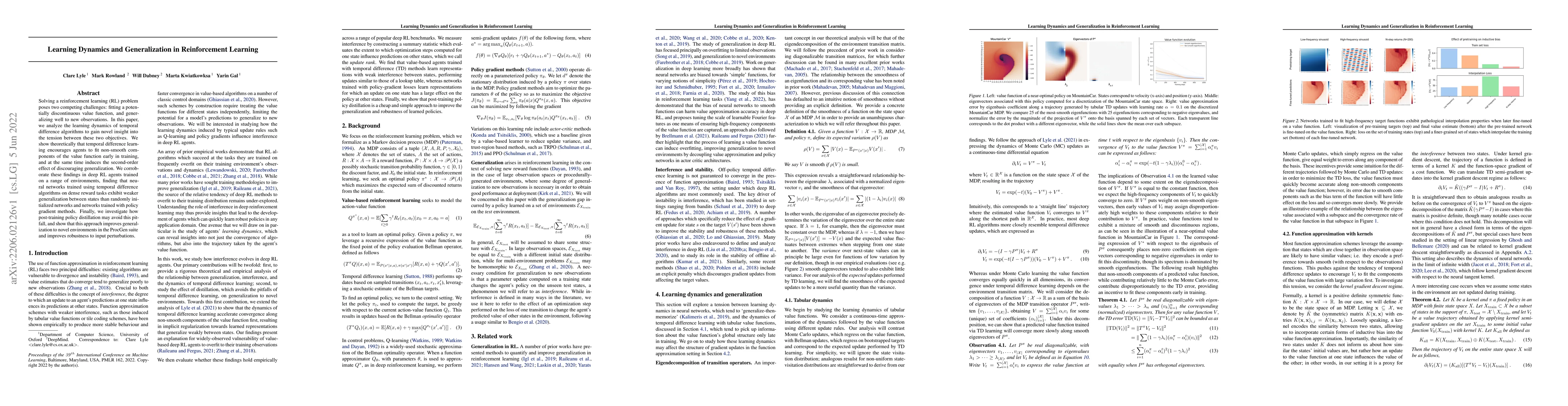 Thumbnail for Learning Dynamics and Generalization in Reinforcement Learning