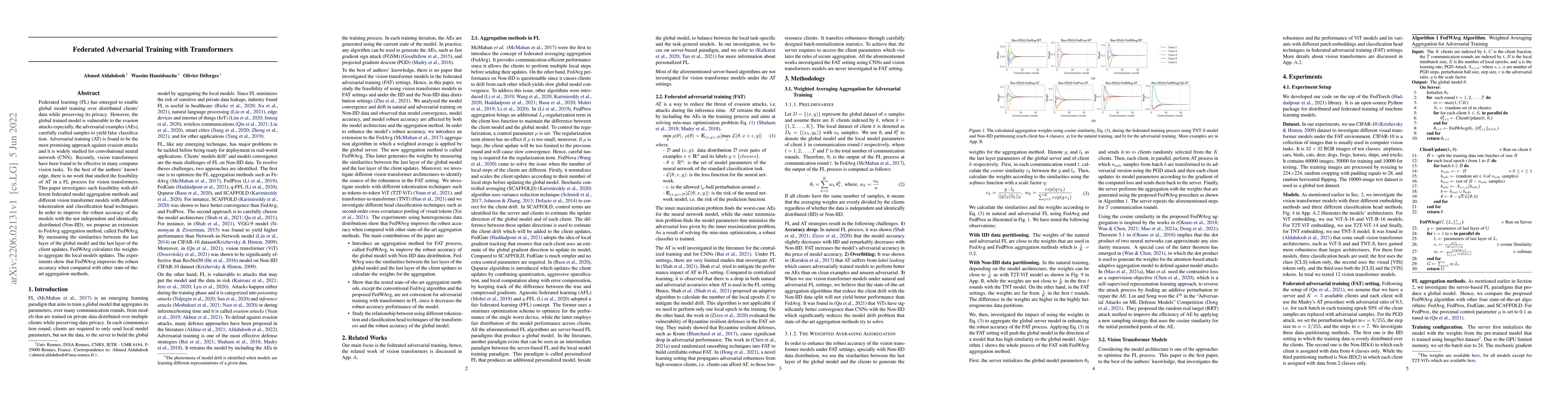 Thumbnail for Federated Adversarial Training with Transformers