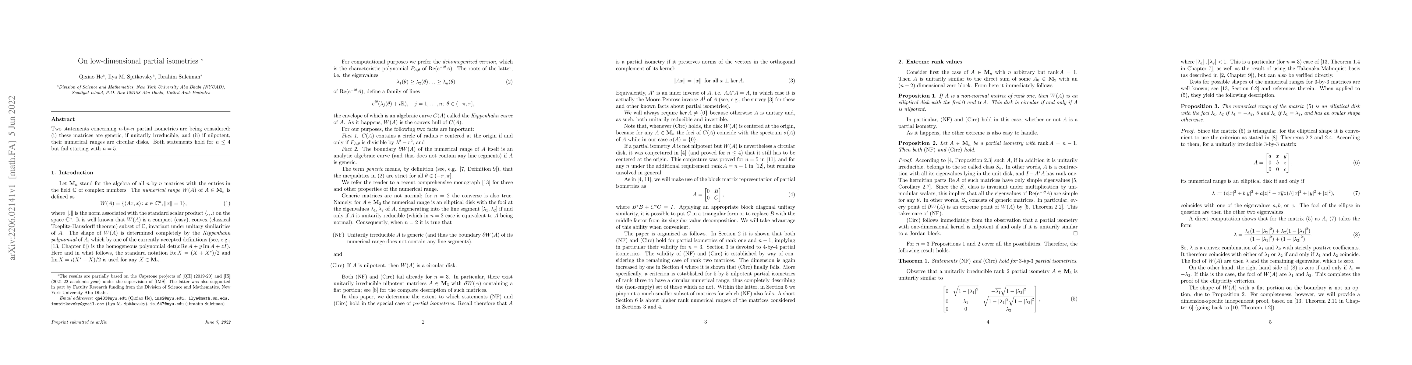 Thumbnail for On low-dimensional partial isometries