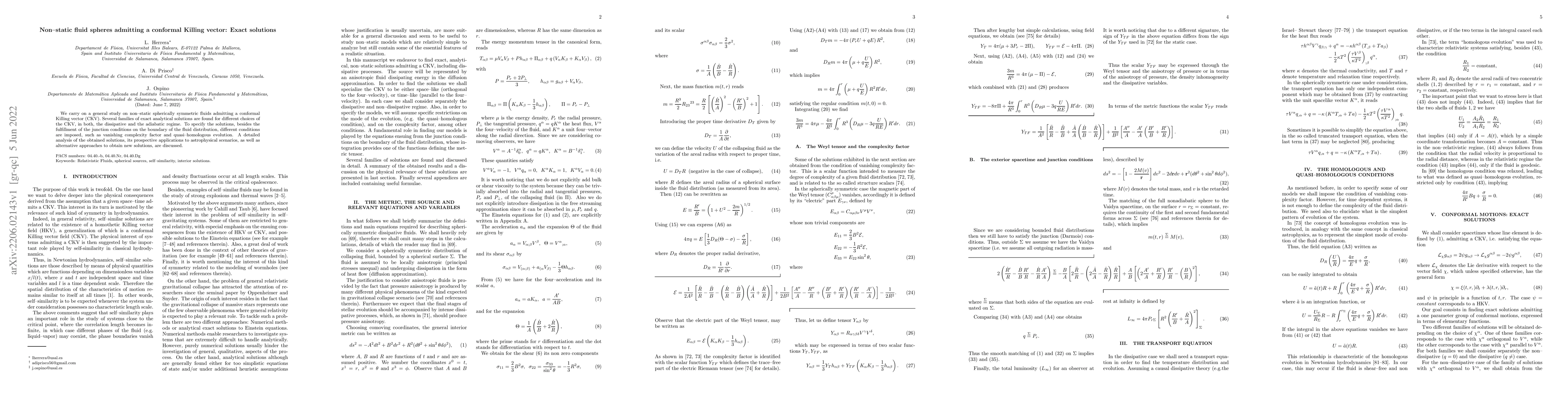 Thumbnail for Non-static fluid spheres admitting a conformal Killing vector: Exact
  solutions