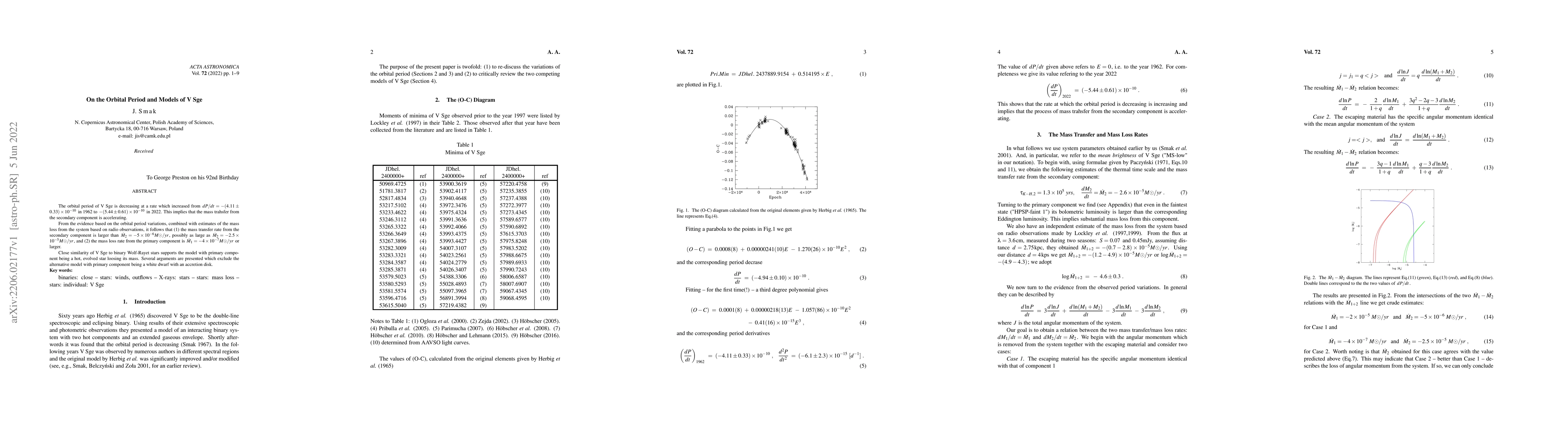 Thumbnail for On the Orbital Period and Models of V Sge