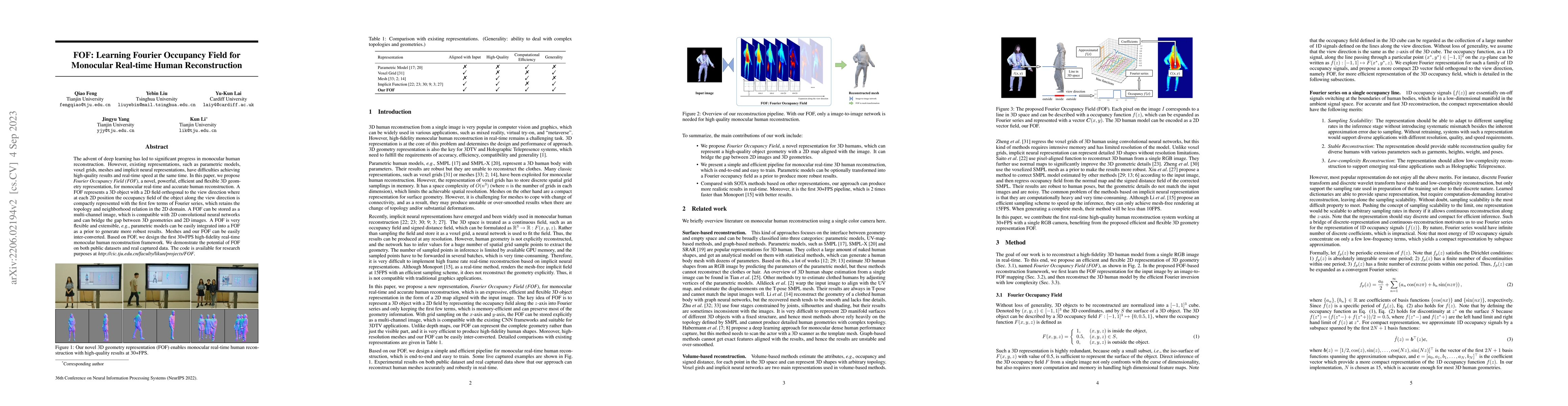 Thumbnail for FOF: Learning Fourier Occupancy Field for Monocular Real-time Human
  Reconstruction