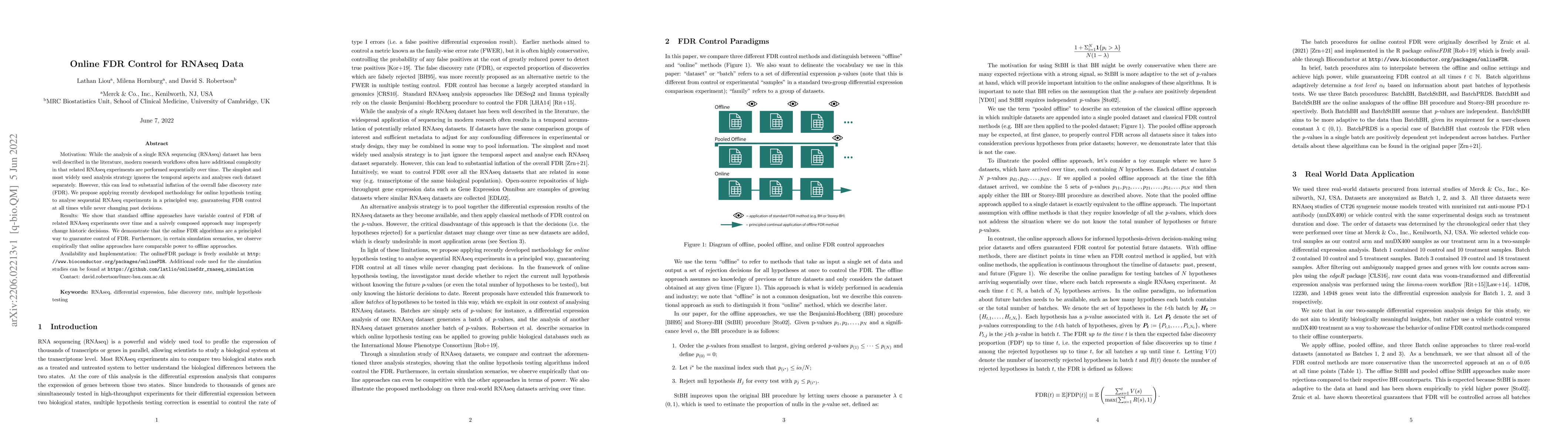 Thumbnail for Online FDR Control for RNAseq Data
