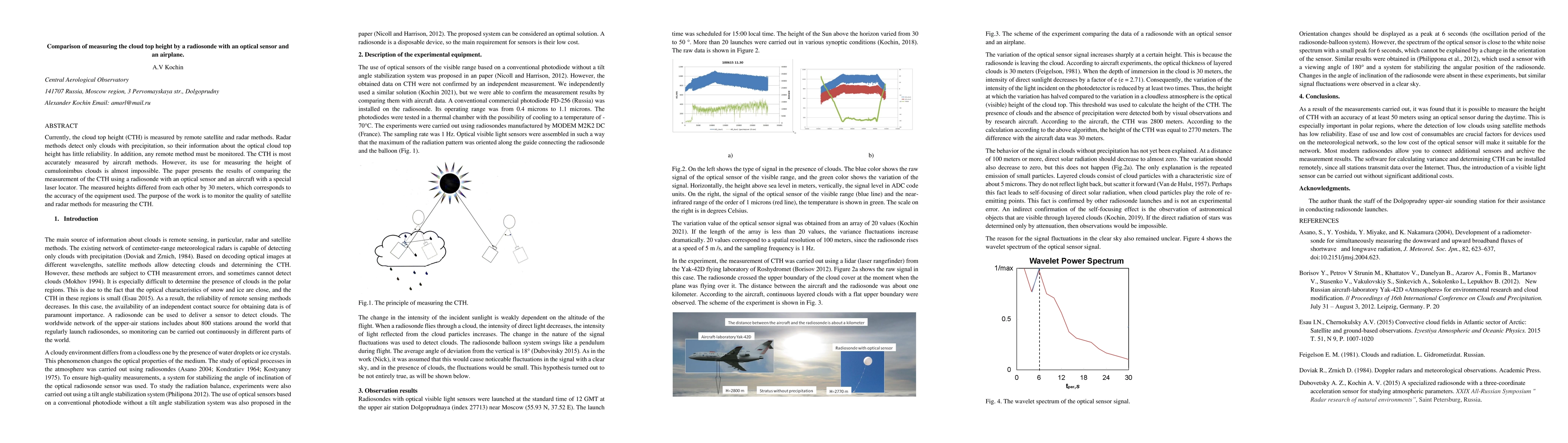 Thumbnail for Comparison of measuring the cloud top height by a radiosonde with an
  optical sensor and an airplane