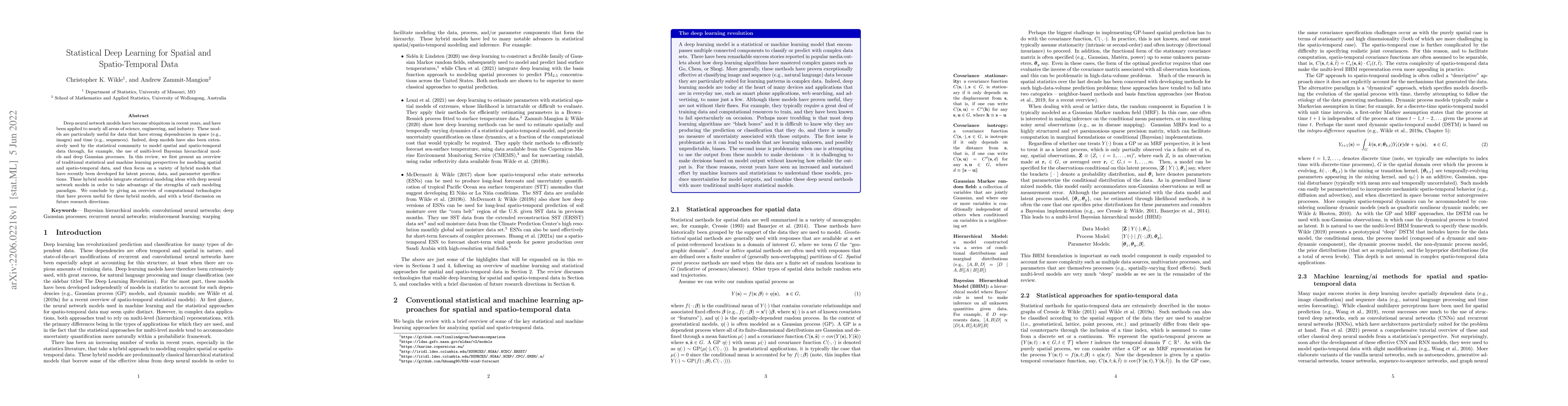 Thumbnail for Statistical Deep Learning for Spatial and Spatio-Temporal Data