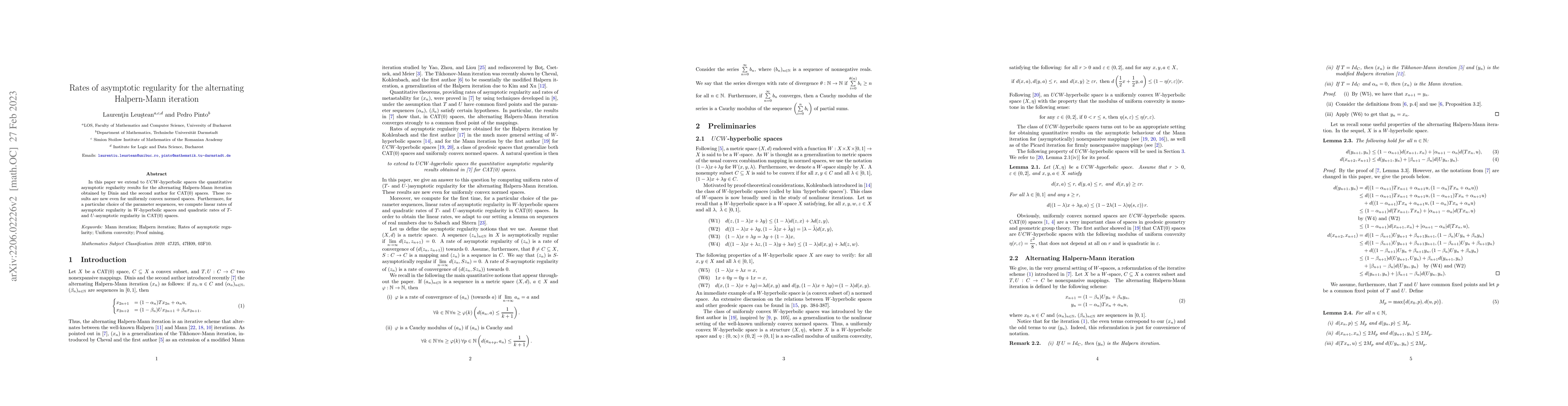 Thumbnail for Rates of asymptotic regularity for the alternating Halpern-Mann
  iteration