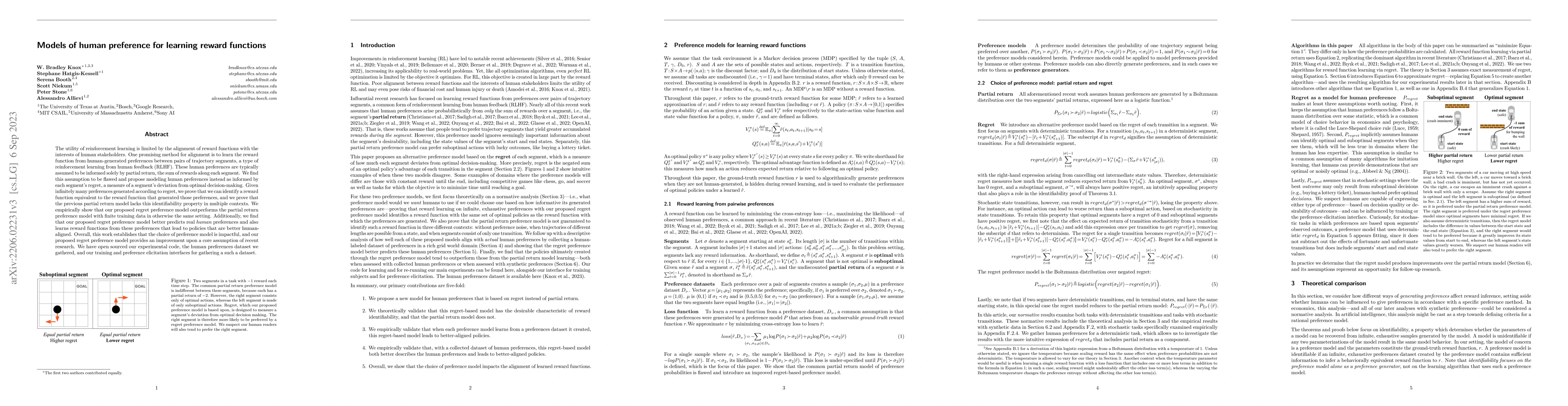 Thumbnail for Models of human preference for learning reward functions