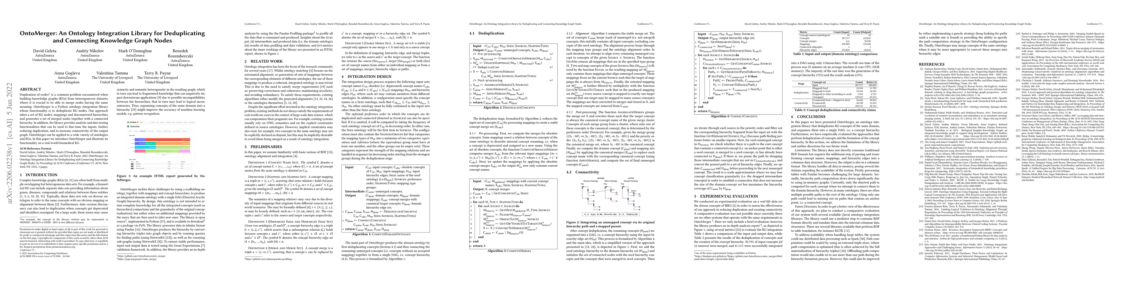 Thumbnail for OntoMerger: An Ontology Integration Library for Deduplicating and
  Connecting Knowledge Graph Nodes