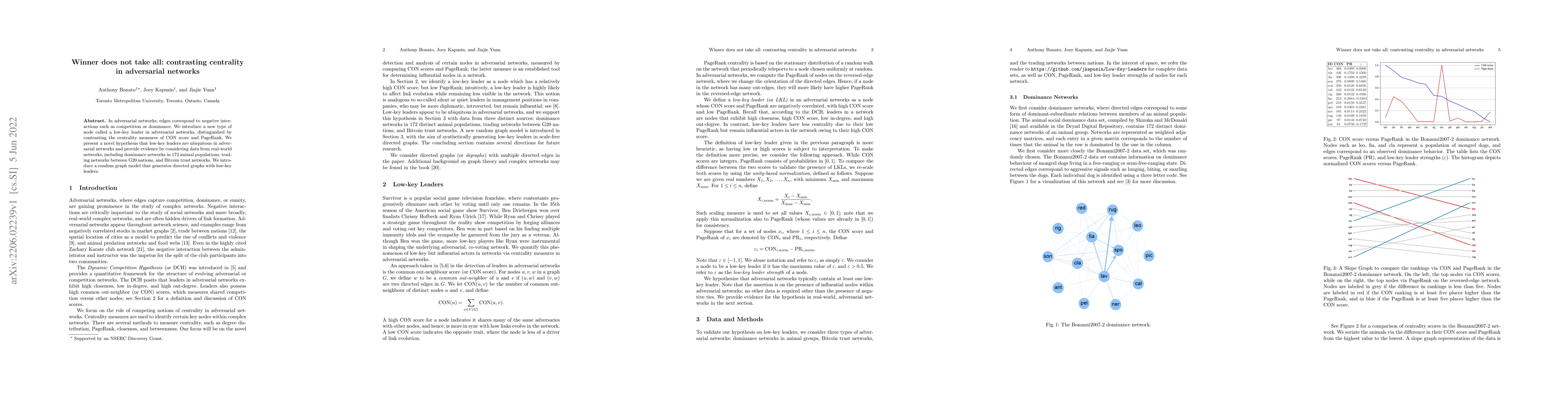 Thumbnail for Winner does not take all: contrasting centrality in adversarial networks