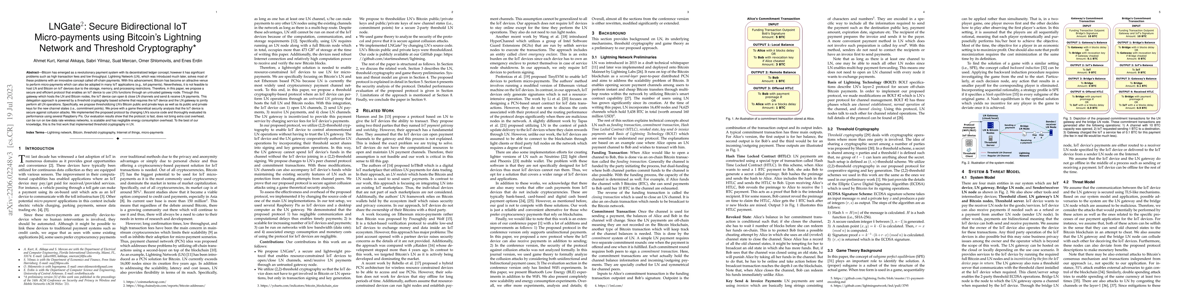 Thumbnail for LNGate$^2$: Secure Bidirectional IoT Micro-payments using Bitcoin's
  Lightning Network and Threshold Cryptography
