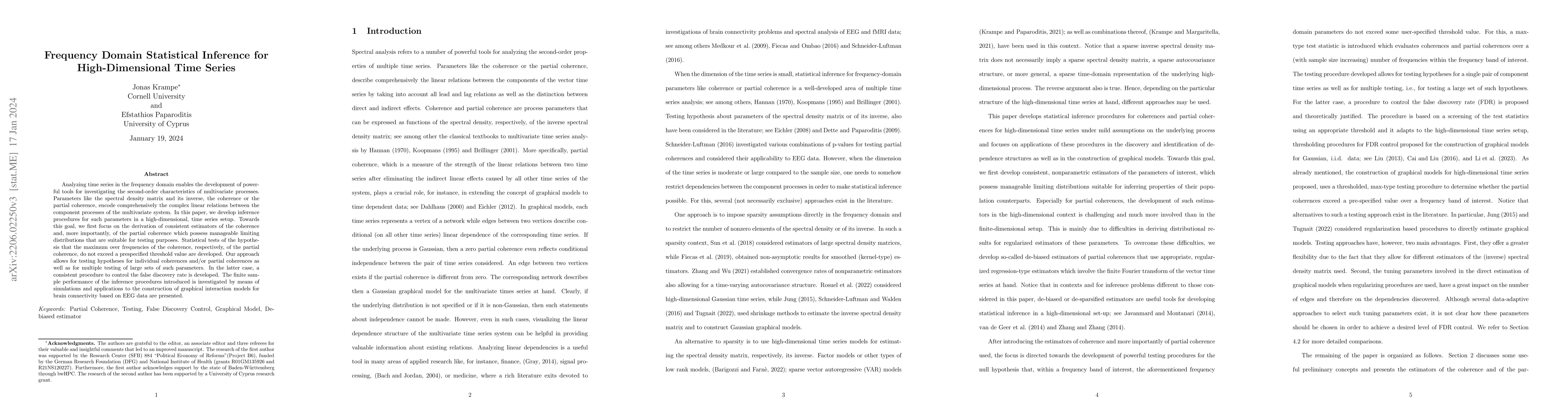Thumbnail for Frequency Domain Statistical Inference for High-Dimensional Time Series